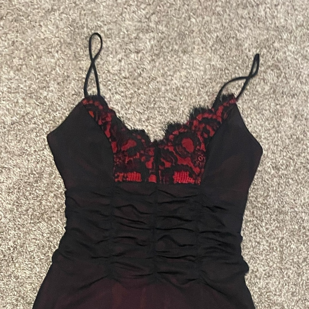 Black red lace y2k gothic mesh dress Heart moon star